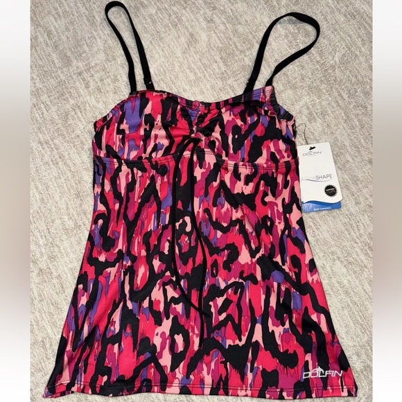 DOLFIN AQUASHAPE Push Up Tankini Top Swimsuit Bathing suit XS Colorful - Picture 8 of 8